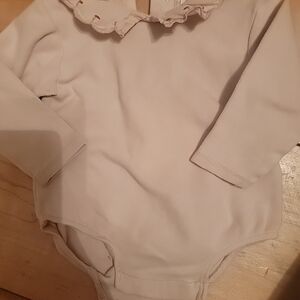 Zara Cream Ruffled Mushroom Collar Kids Bodysuit Pink 3-6m